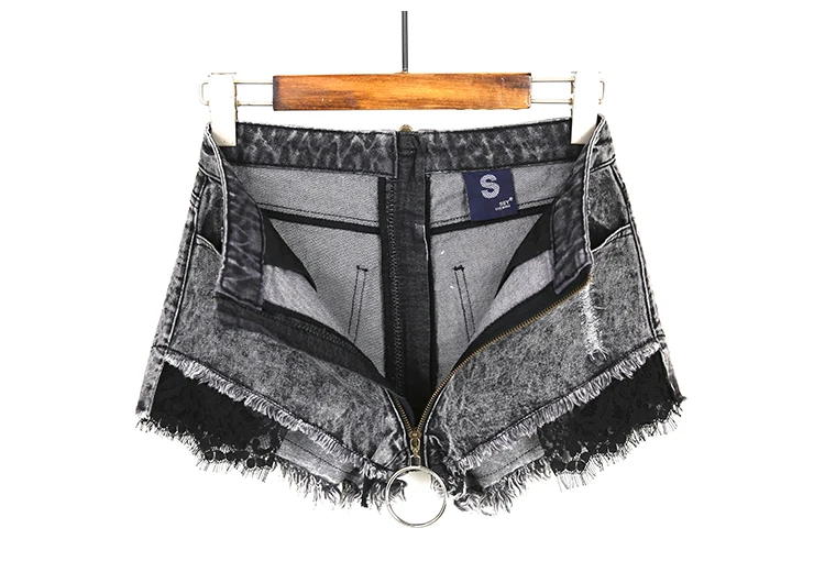 denim shorts moda cintura alta rasgado calças