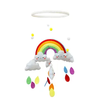

DIY Handmade make Rainbow cloud Toys Baby Crib Holder Baby DIY Crib Mobile Bed Bell Toy Rotate Rainbow Cloud Wind Chimes Gifts