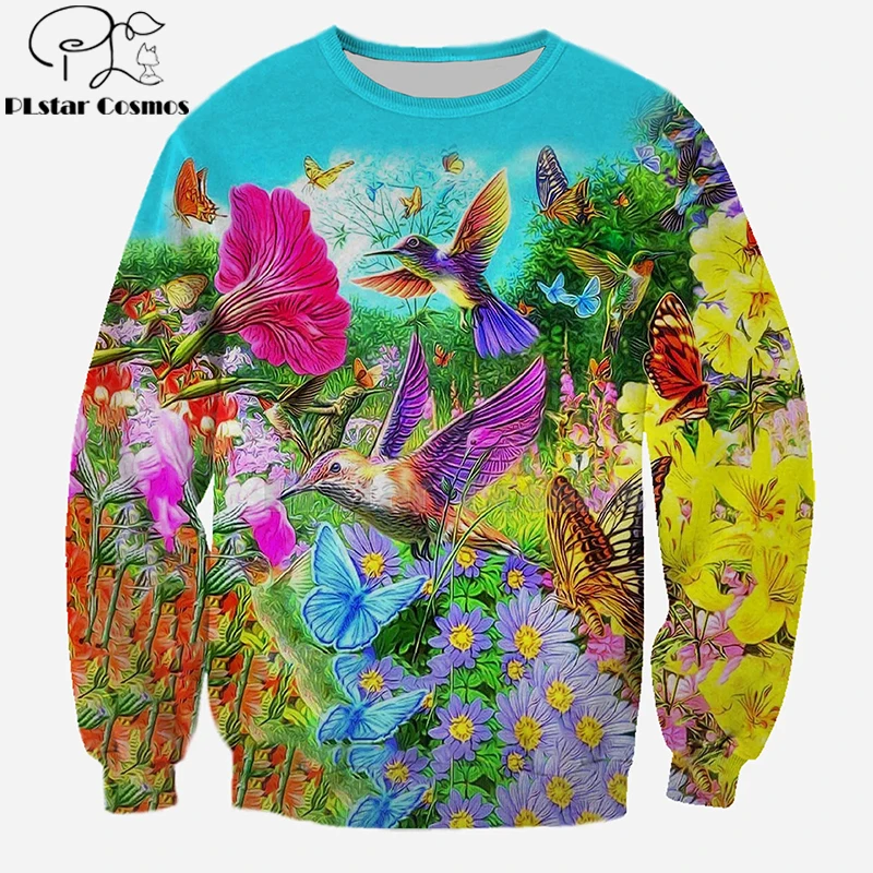 3D Printed Hummingbird Garden Hoodie and Sweatshirt Parrot Harajuku Fashion Men hoodies Unisex Casual Jacket pullover DW0007