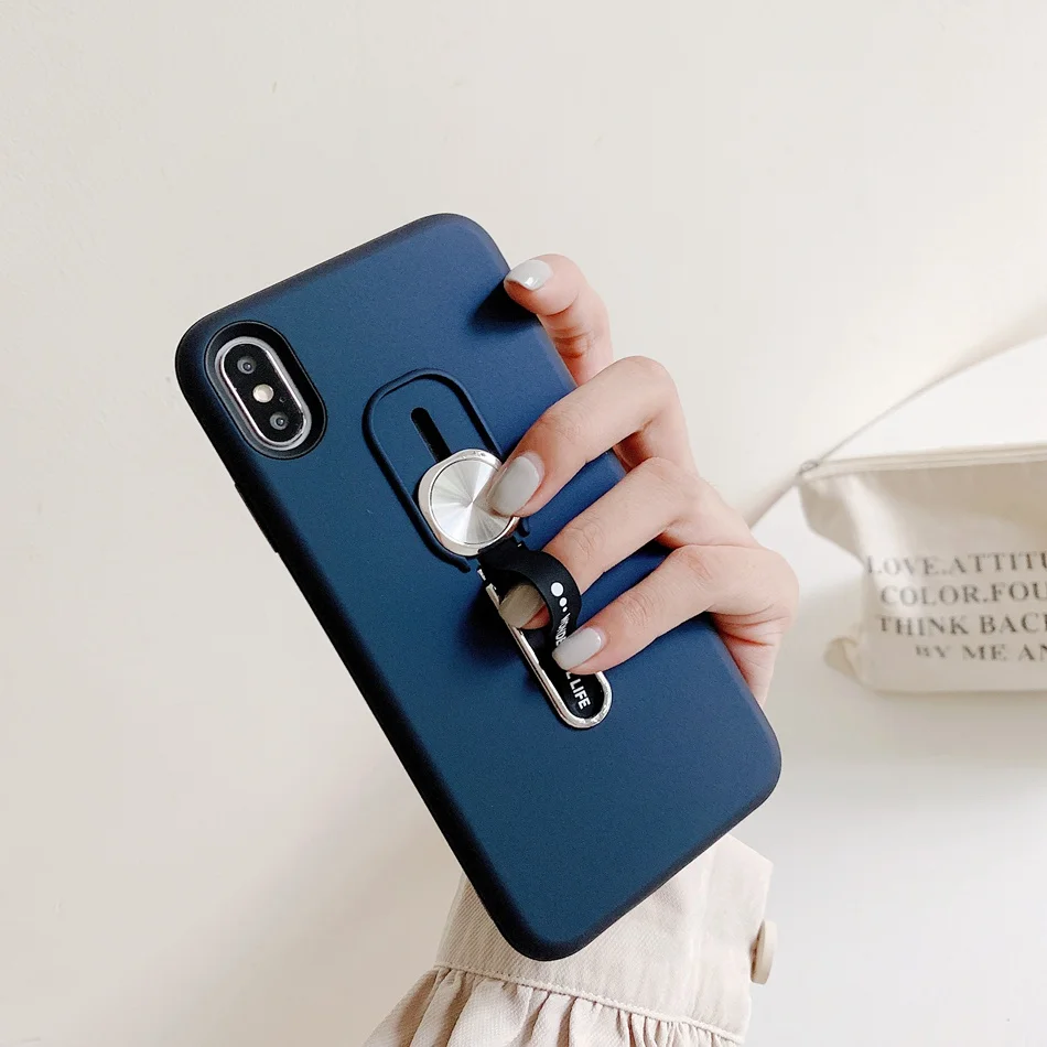 Floop Case For Redmi Note 8 7 6 Pro 4 Finger Loop Strap Cover For Xiaomi Redmi 8 8A 5 Hide Stand Holder Adsorption Coque - Цвет: Cyan