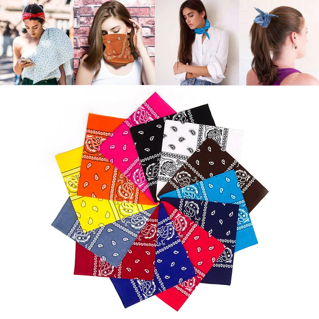 

12PC ladies men's square scarf hip-hop headband cashew headband hip-hop square headband multipurpose fashion exquisite scarf 04*