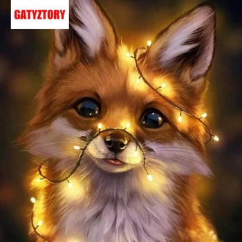 

Fox with Light 5D Diamond Painting Full Square Drill Home Decor Craft Animal Mosaic Rhinestone Picture Christmas Gift Factory