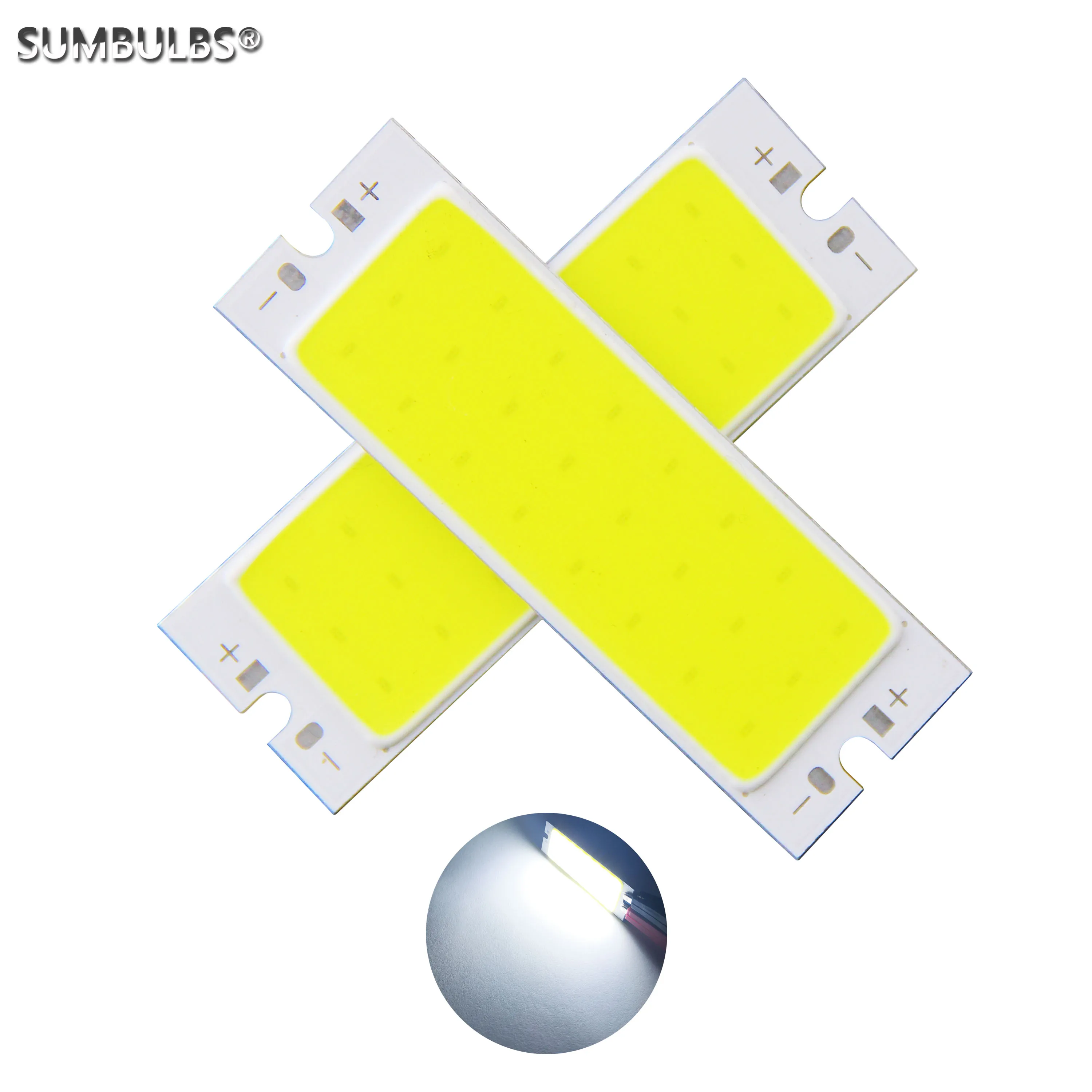 

7W 12V DC Input COB LED Light Source 62*20mm Chip On Board Cold White Color for Work Lamp Automotive Bulb