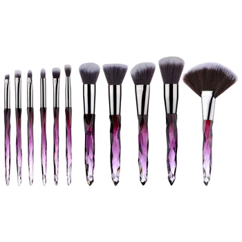 

10Pcs Crystal Makeup Brushes Set Professional Powder Foundation Fan Brush Eye Shadow Eyebrow Blush Makeup Tool