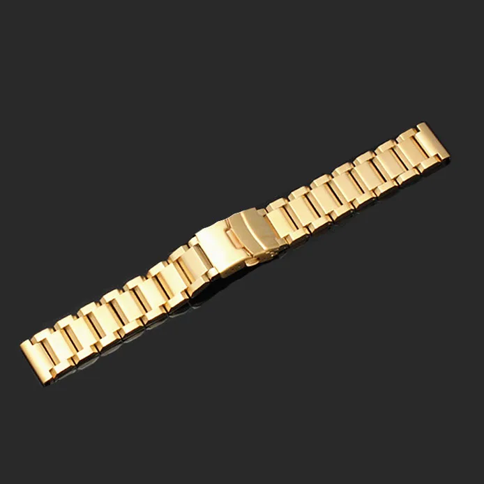 Браслет из нержавеющей стали 18 мм 20 мм 22 мм 24 мм твердое двойное страхование металлический ремешок для наручных часов, с пряжкой браслет w булавки - Цвет ремешка: Золотой