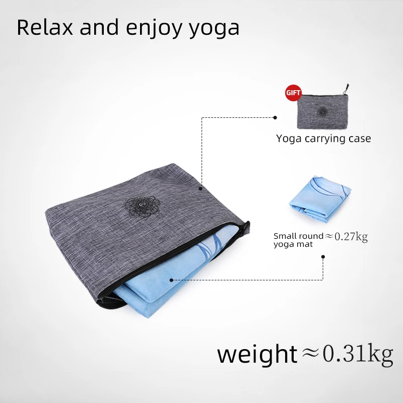 1mm Little Round Meditation Yoga Mat Eco-friendly Suede Natural Rubber Ultralight Portable Foldable Yoga Mat With Storage Bag