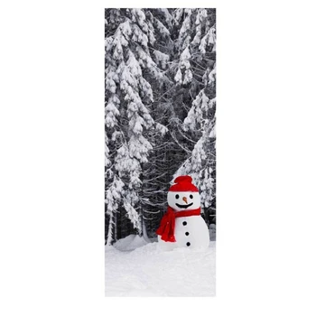 

77cm/90cm Christmas Decoration 3D Wall Stickers Snowman Santa Claus Xmas Tree Pattern Waterproof Door Stickers