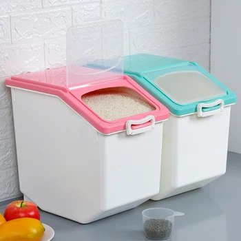 

Plastic 10/15kg Plastic Rice Grain Storage Box Sealed Moisture-proof Dust-Proof Large Pet Kitchen Food Storage Container