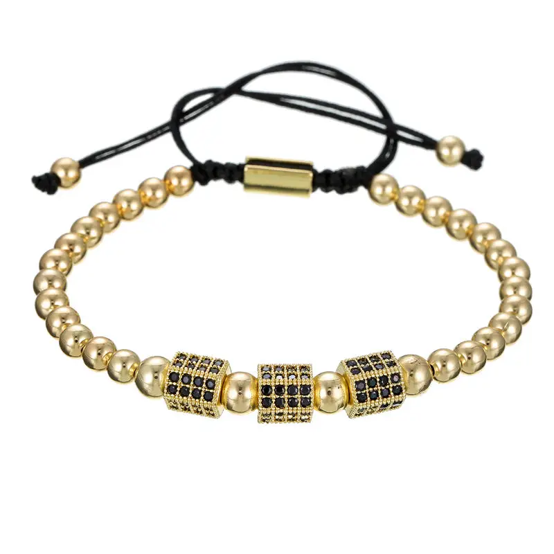 Модный Роскошный Королевский многоугольник Шарм браслет для женщин мужчин золотой Плетеный Регулируемый браслет cz для вечерние ювелирные изделия подарок - Окраска металла: ZJ2053G