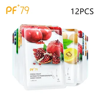 

PF79 Fruit Face Mask Pure Natural Care Facial Mask Oil Control Moisturizing Whitening Face Care Wrapped Mask 12pcs Sheet Masks