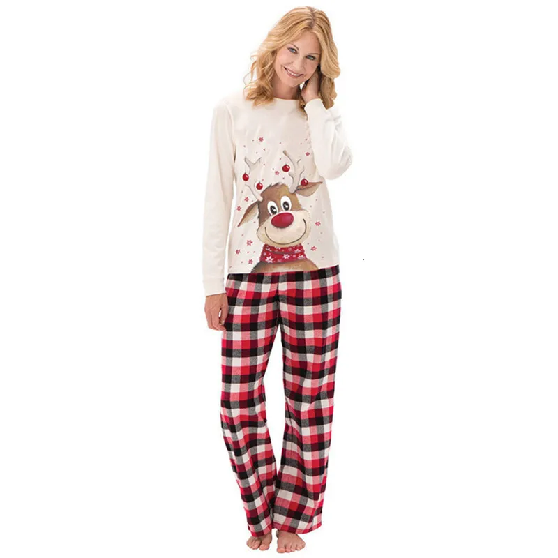 Семейные комплекты; Рождественский пижамный комплект; милые вечерние пижамы для взрослых и детей; Пижама с изображением оленя; костюм; H0948