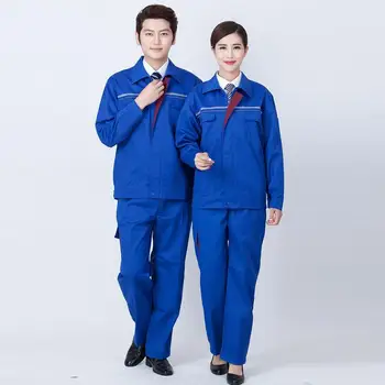 

2020 New Long Sleeve Spring And Autumn Labor Insurance Overalls Blue Fashion Turndown Collar Suit And Set Wear Engineering Suit