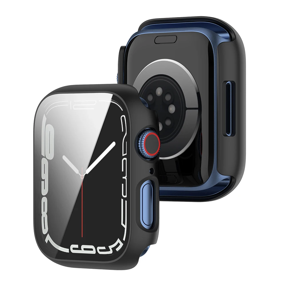 PC Tempered Glass Case Protector For Apple i Watch Series 7 41MM 45MM iWatch Watch7 Full Cover Screen Shockproof Shell | Электроника