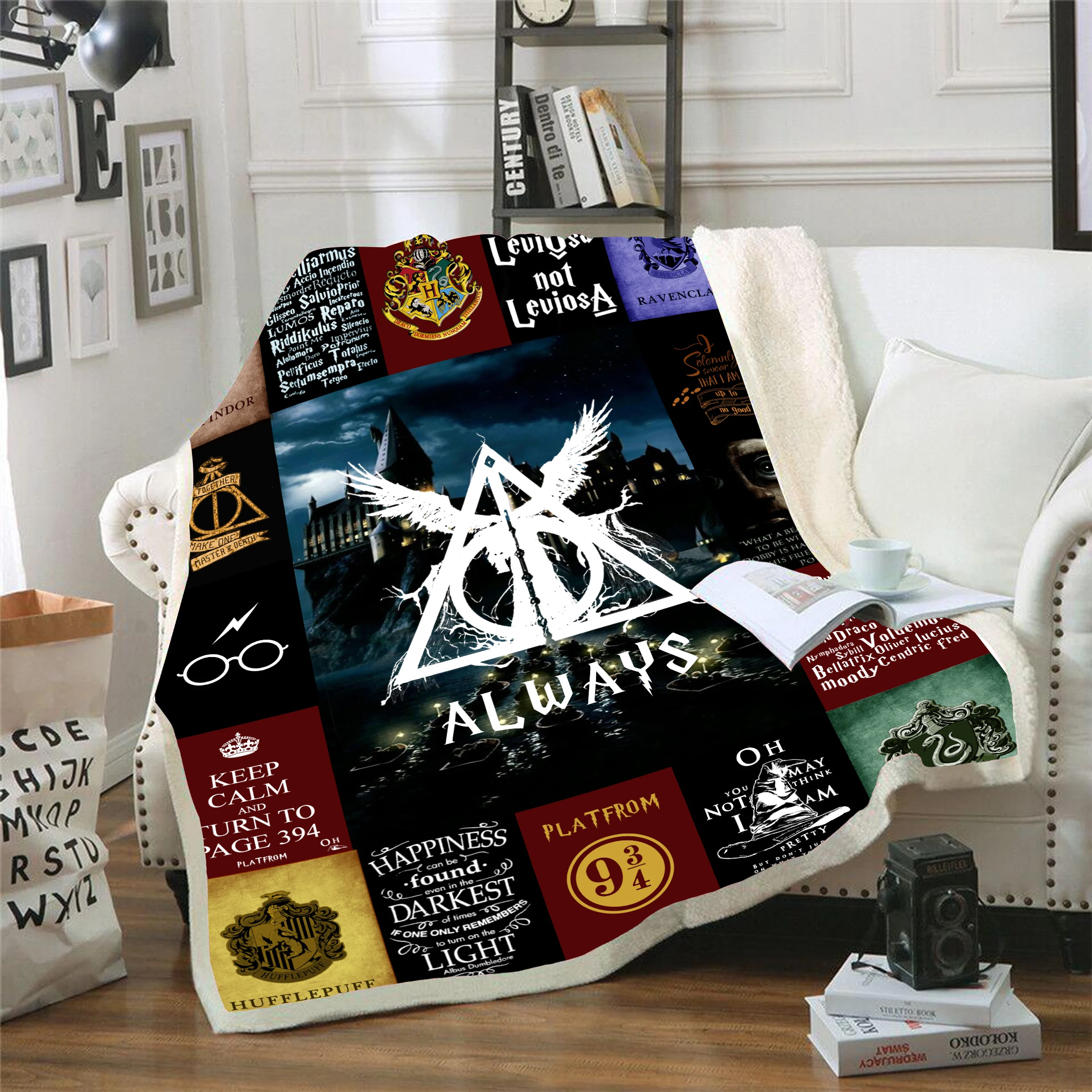 

Hogwarts Gryffindor 3D Printed Sherpa Blanket Sofa Couch Hiking Picnic Quilt Cover Bedding Throw Fleece Blanket