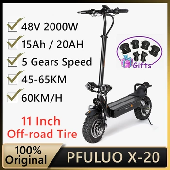 Preise 2020 PFULUO X20 Dual Drive Off-road-Scooter 2000W Dual Motor LCD Display Smart E Roller 2 Rad Skateboard 60 Km/h Max Geschwindigkeit