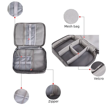Portable Travel Storage Bag Cosmetic Makeup Zipper Pouch Digital USB Gadget Organizer Cable Storage Bag