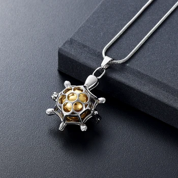 

LKJ001 Gold Mini Ball Inlay Turtle Shape Cover Stainless Steel Cremation Jewelry Funeral Urn Ashes Holder Keepsake Jewelry