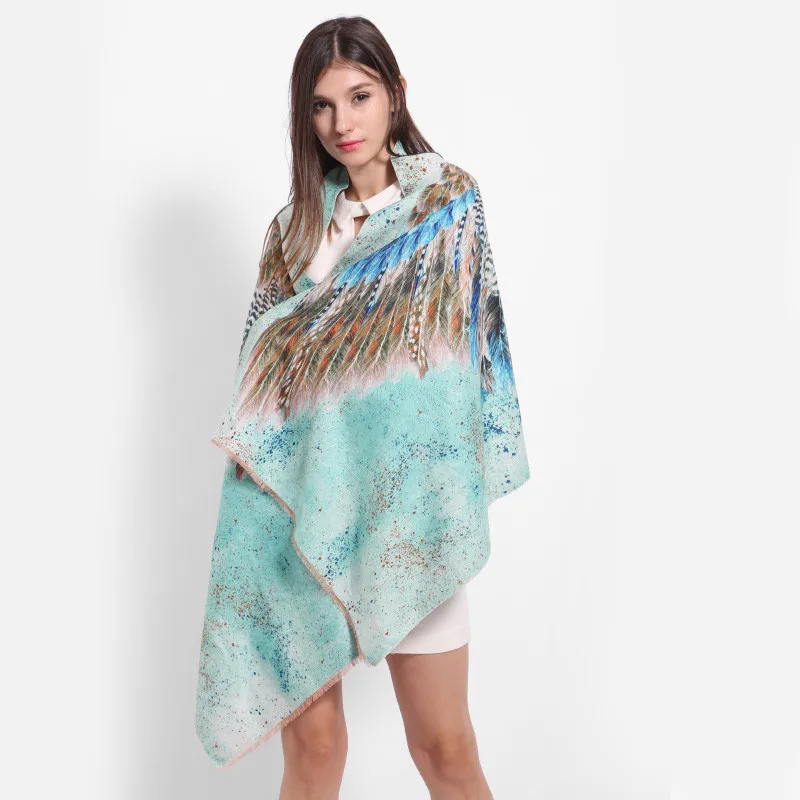 Most Popular fsbam YILIAN Brand YILIAN Brand Animal Wing Shawl Cashmere Novelty Designer Scarf For Women Top Quality Fashionable Green color LA081