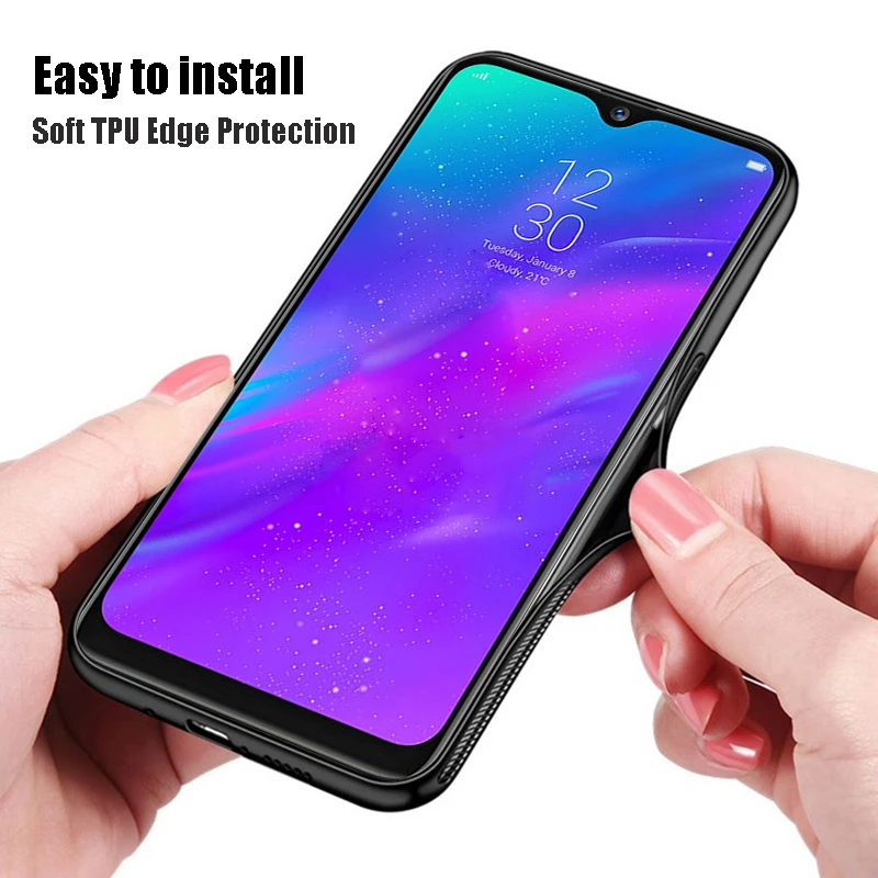 

Tempered Glass Case for OPPO Realme 3 Pro X Lite Soft TPU Edge Anti Fall Hardness Cover Case For Realme 2Pro U1 C1 Case