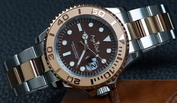 

Luxury Brand New Men Automatic Mechanical Watch Silver Rose Gold Coffee Stainless Steel Yacht Watches Sapphire ETA2813 40mm