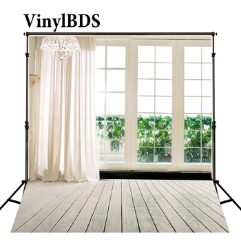 

VinylBDS Wedding Indoor Background Curtains Hanging In The Window Photography Backdrop White for Photo Studio 3295 Lk