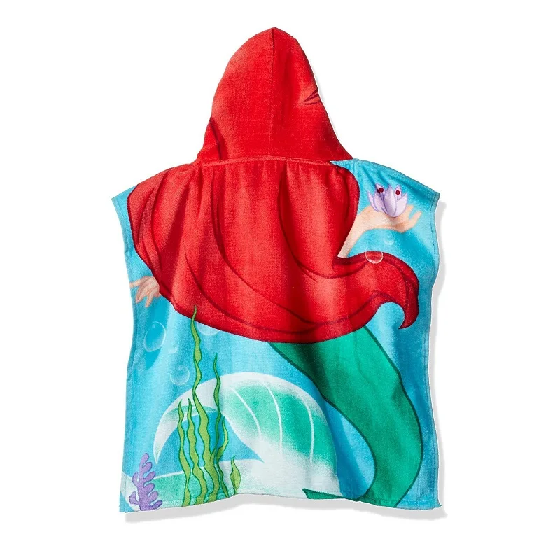 New Children Wearable Hooded Towel Cartoon Mermaid Princess Cute Kid Cloak Beach Towel Microfiber Multi-purpose Soft Bath Towels