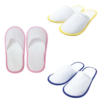 

20 pairs of White Towelling Hotel Disposable Slippers Terry Spa Guest Shoes blue