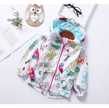 

Girls' Outerwear Hot Sale In Spring and Autumn New Fashion Children's Stormsuit Printed Waistband Hoodied