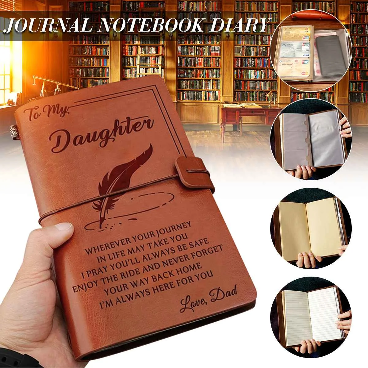 

20x12cm Engraved Leather Journal Notebook Diary To My Daughter Face Challenges Love Mom Engraved Notebook Diary