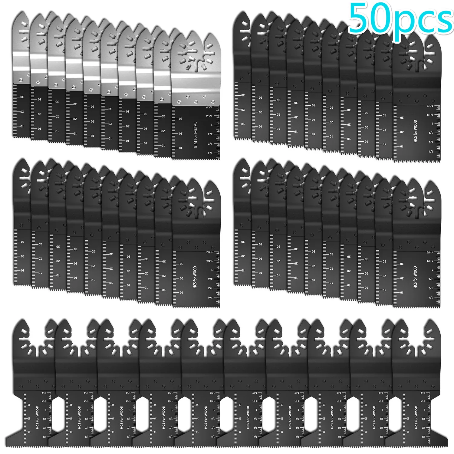 

50pcs Multi-Function Bi-metal Precision Saw Blades Oscillating Blade Multi Wood Cutting Kit Tool Circular Saw Blade