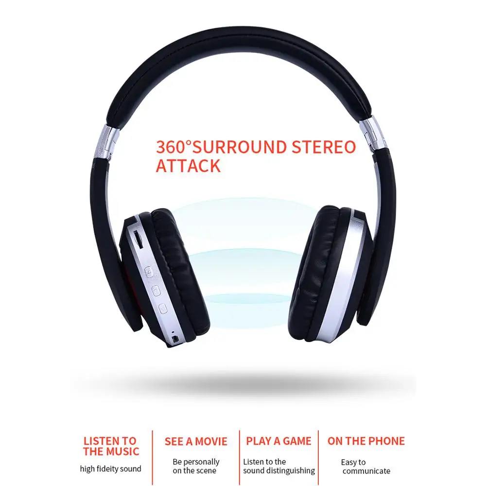 MH7 беспроводные наушники Bluetooth гарнитура Складные стерео игровые наушники с микрофоном Поддержка TF карты для мобильного телефона IPad