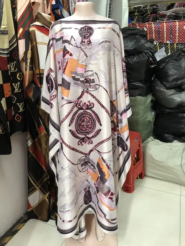Платье с запахом Длина: 128 см, обхват груди: 176 см Модное шифоновое элегантное платье большого размера с традиционным принтом в африканском стиле для леди(DBF02 - Цвет: Хаки