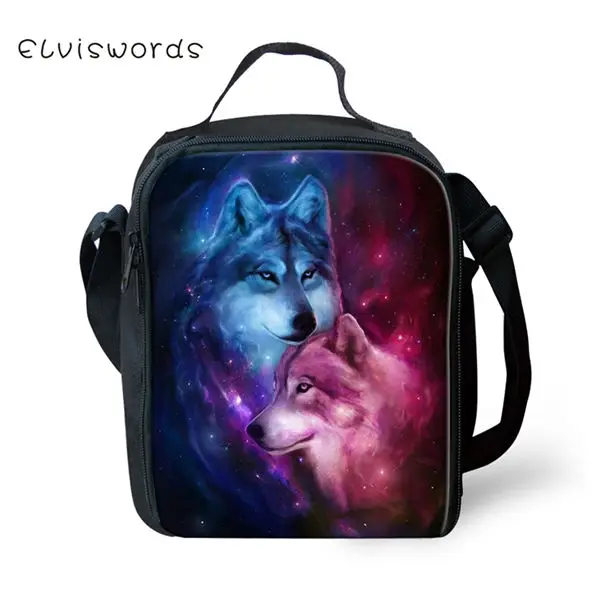 CDWX3800G ELVISWORDS детская Термосумка для пищи "Fantasy Wolf" узор для маленьких мальчиков и девочек водонепроницаемый Ланч-бокс для студентов милый Контейнер для пикника - Цвет: CDWX3800G