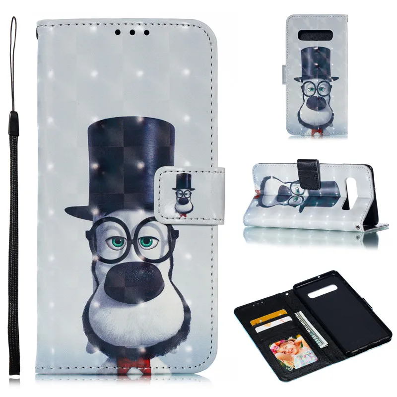 COOLY милый 3D чехол с рисунком для samsung Galaxy S10 Plus S10e S9 S8 S7 Edge задняя крышка на магнитном кожаном кошельке флип-чехол для телефона