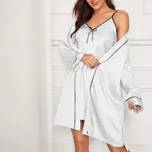 Сексуальный женский ночной халат, топ на бретелях, Пижамный костюм, летний комплект одежды для сна, повседневная домашняя ночная рубашка, халат для сна, банное платье