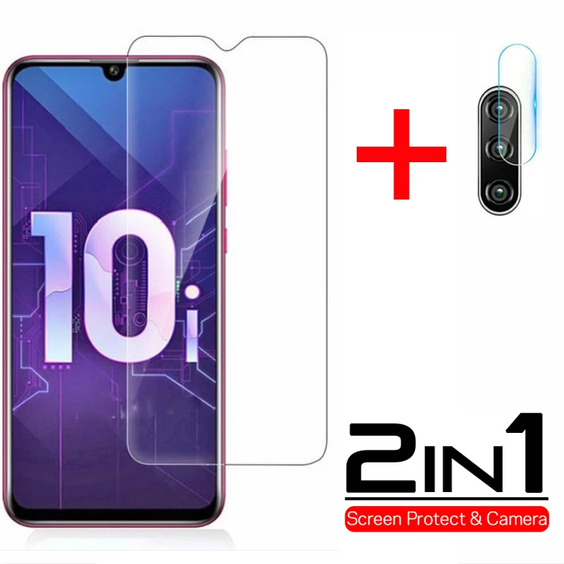 2 в 1 закаленное стекло + Защитная пленка для объектива HUAWEI Honor 10 Lite прозрачное HD