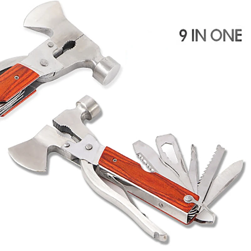 

9 IN 1 Multi Tools Outdoor multi-function axe portable camping tent hammer Multifunctional Tool