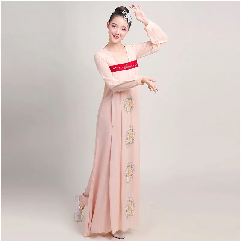 Сказочное летнее платье Hanfu ежедневное улучшение косплей фестиваль костюм Корейская танцевальная одежда дамское винтажное цветочное шифоновое платье