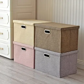 

Wonderlife Foldable Clothes Storage Box With Lid Toy Quilt Storage Basket Wardrobe Organizer Solid Color Dustproof big bag
