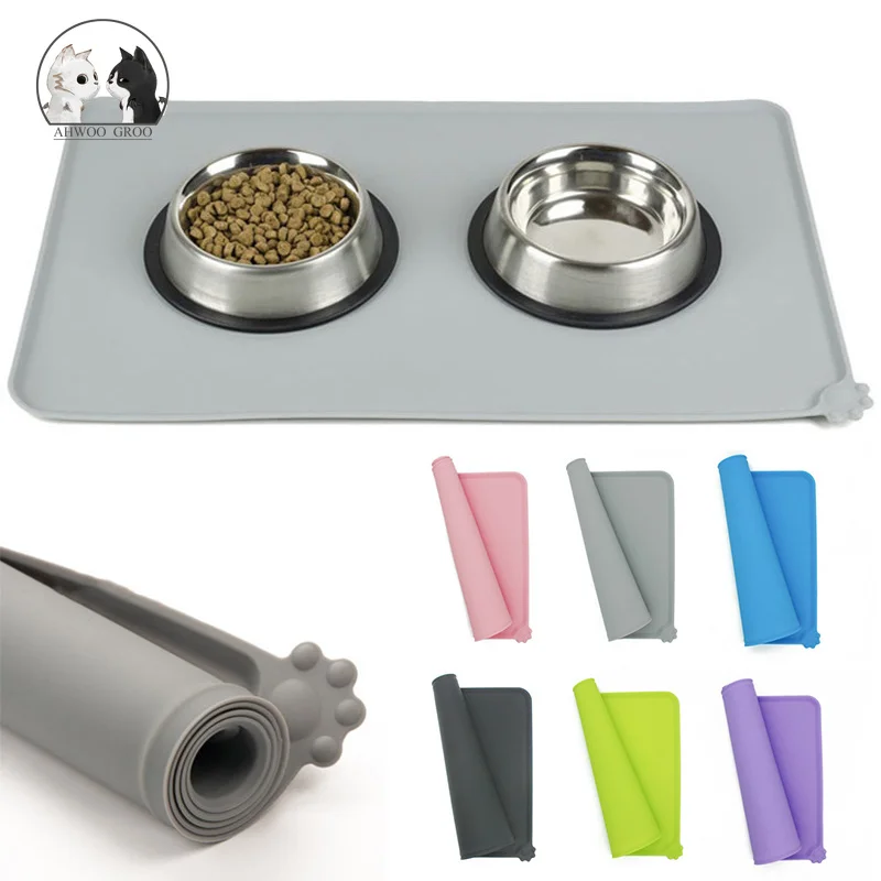 Водонепроницаемый коврик для питомцев однотонный силиконовый миска кормления