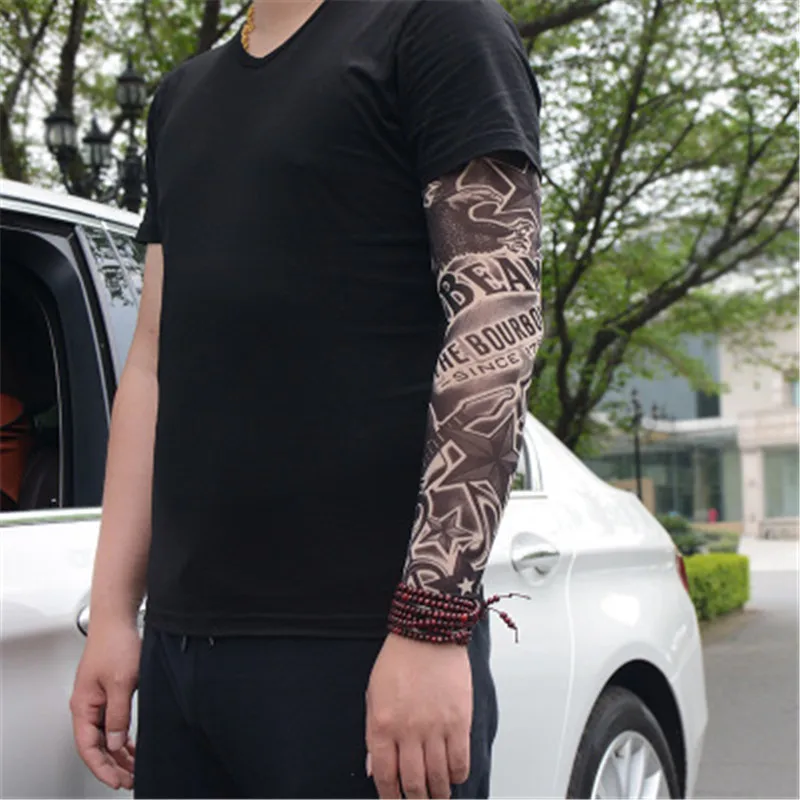 Кожа УФ Защитная нейлоновая эластичная фальшивая, временная татуировка рукава руки чулки дизайн тело прохлада мужчины унисекс Мода руки теплые