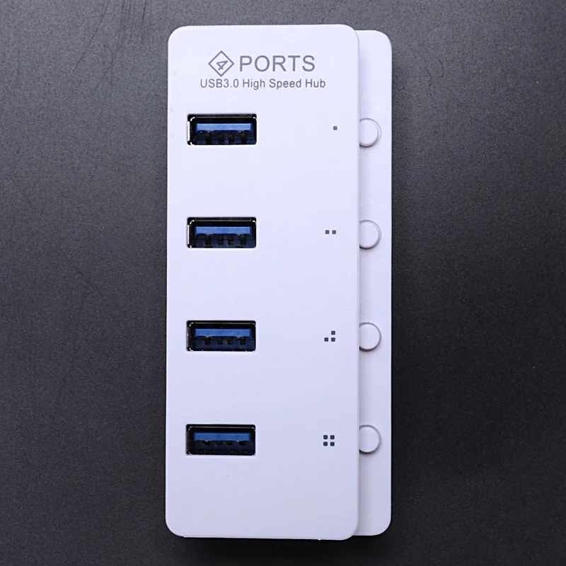 Usb 3,0 концентратор 4 порта скорость 5 Гбит/с адаптер питания для ПК ноутбука с переключателем ВКЛ/ВЫКЛ - Цвет: Белый