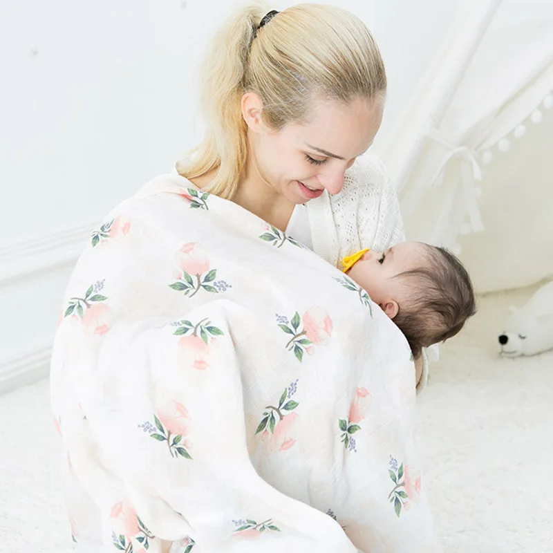 70%Bamboo Fiber 30%Cotton Baby Swaddle Bedding Infant Blanket Wrap Gauze Muslin Blankets Soft Breathable For Newborn 120x120CM 4