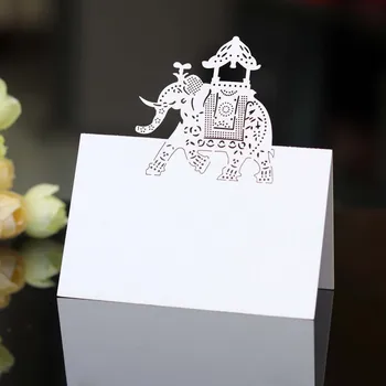

2020 Year Seat Card Golden Elephant Meeting Hollowed Out Table Card Laser Card Creative Seating Card Banquet Postcard 100pcs 6Z
