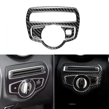 

Carbon Fiber Headlight Switch Frame Cover Trim Car Styling Decal Sticker For Mercedes-Benz GLC260/C Grade C200 180L