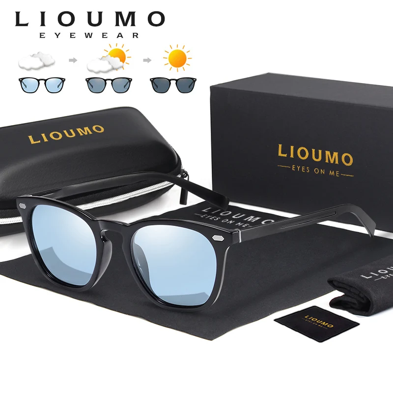 LIOUMO Design Classic Rivet Men Women Sunglasses Polarized Intelligent Photochromic Safe Driving Eyewear UV400 zonnebril heren | Аксессуары