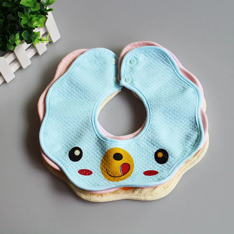 

New Style Cartoon Cool Three Layer Waterproof Bibs Pure Cotton 360-Degree Rotating Bib Octagonal Bibs