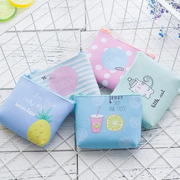 

ISKYBOB Summer New Brand Leather Purses Small Fresh Casual Pu Coin Wallet Lady Fashion Fruits Pattern Cartoon Dollar Money Bag
