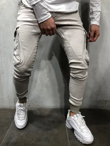 Summer New Style Europe And America Men Trendy Pure Color Jogger Pants Slim Fit Casual Trousers Large Size Beam Leg Librar