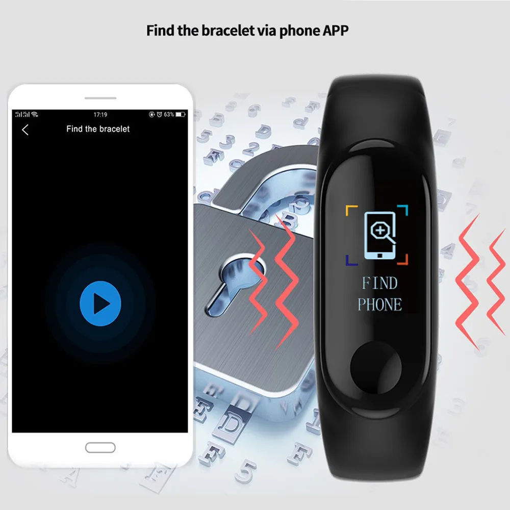M3 Pro Smart band  Fitness Tracker Watch Sport bracelet Heart Rate Blood Pressure Monitor Smartband Men Women Health Wristband